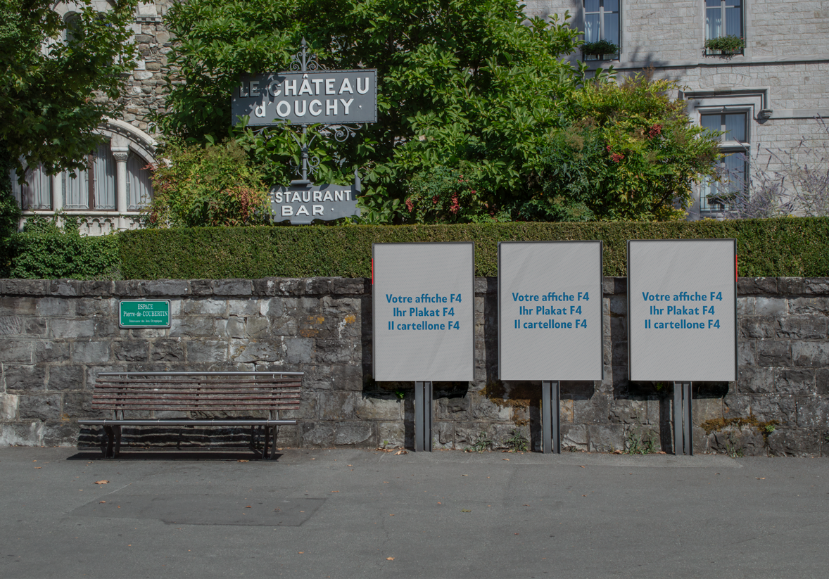 Mockup affiches F4 devant le Château d'Ouchy