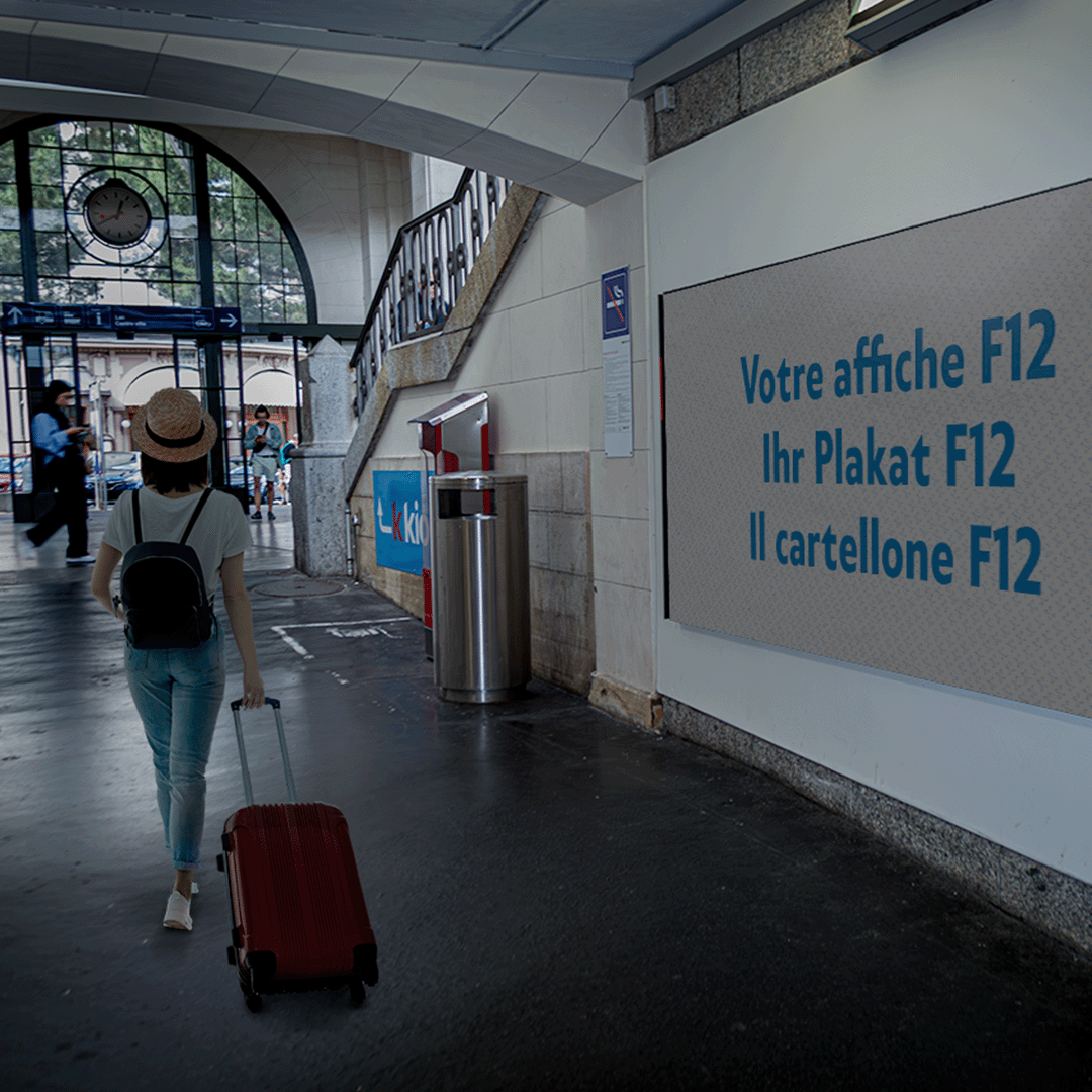 F12 poster mockup at Vevey SBB station