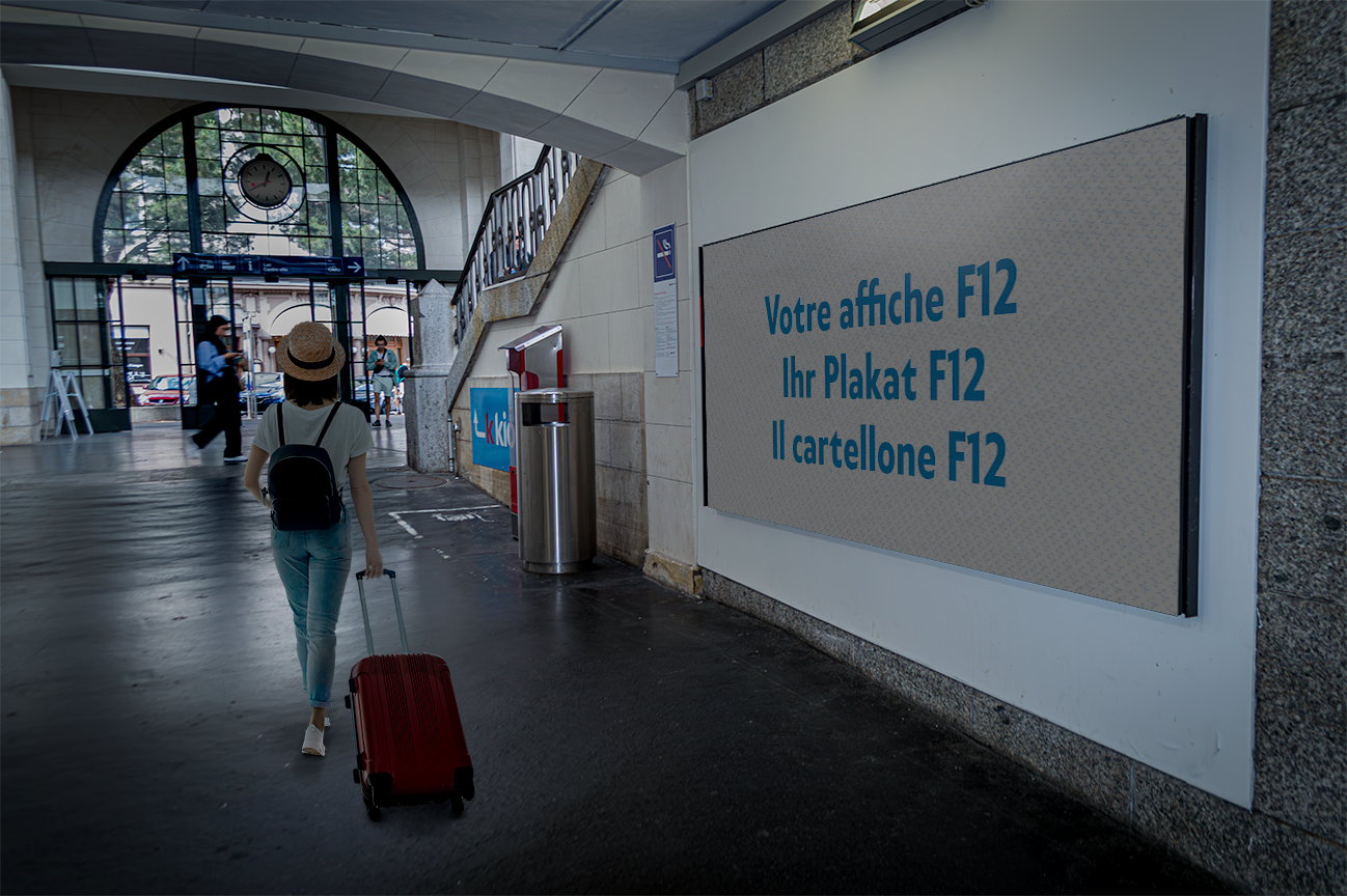 Mockup affiches F12 à la gare CFF de Vevey